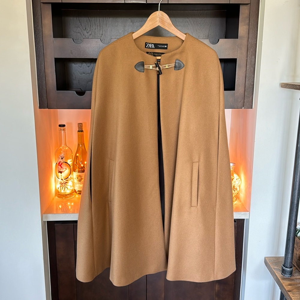 Zara Wool Cape with Toggle Button